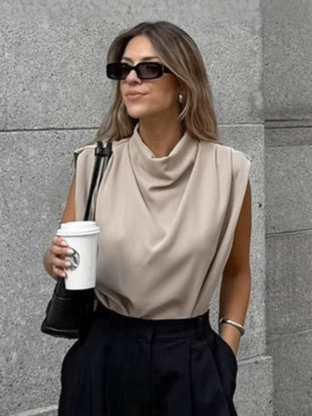 Forever 21 Office Cowl Neck Sleeveless Top Fall